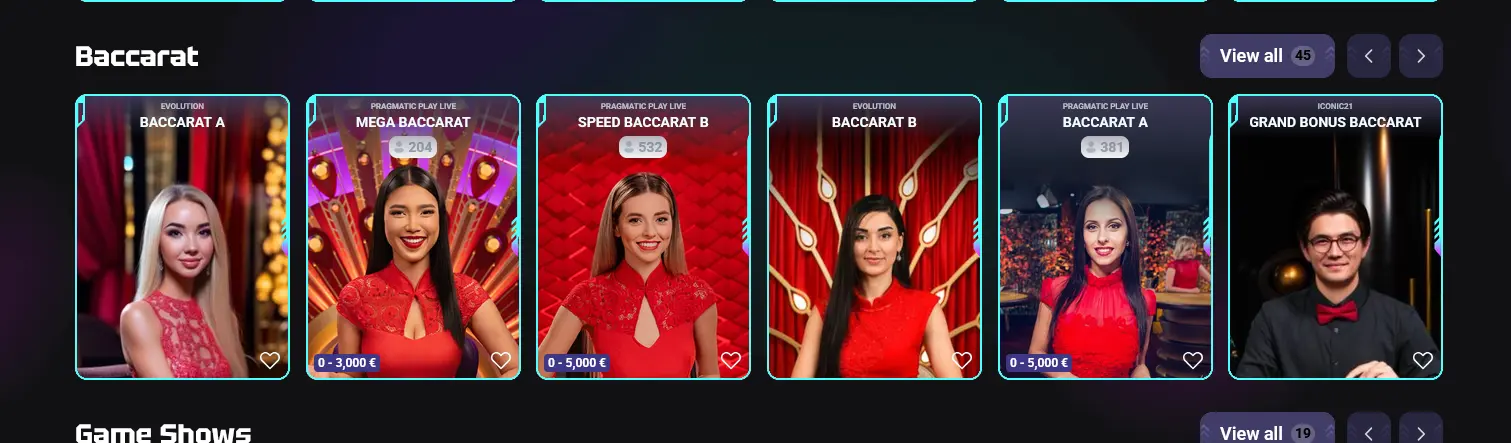 Živý baccarat Needforslots s profesionálními krupiéry