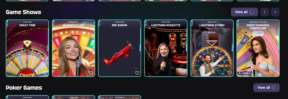 Herní show a crash hry dostupné v kasinu Needforslots